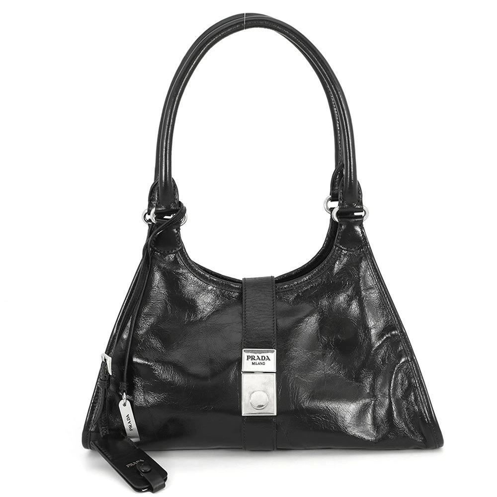 Prada Shoulder Bag Hobo Leather Black